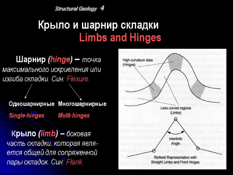 Крыло и шарнир складки  Limbs and Hinges Structural Geology 4 Шарнир (hinge) –